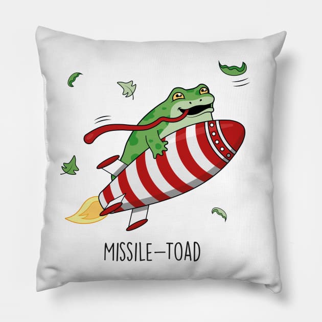 Missile - Toad Cute Christmas Toad Pun T-Shirt Pillow by Sarah's Simulacrum