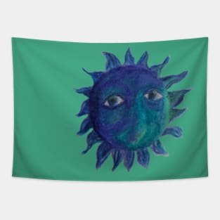 Swirling Blue Sun Tapestry