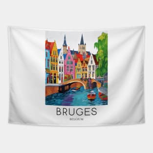 A Pop Art Travel Print of Bruges - Belgium Tapestry