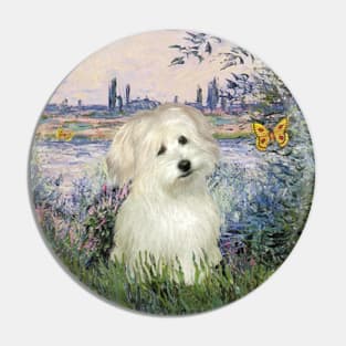 By the Seine by Monet Adapted to Include a Coton de Tulear Pin