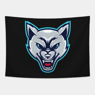 Angry wolf head illustration character Tapestry