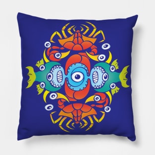 Terrific crabs, fish and octopuses for a summer pattern design Pillow