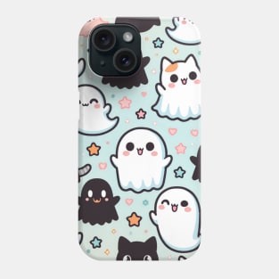 Cute Cat and Ghost Pattern Phone Case