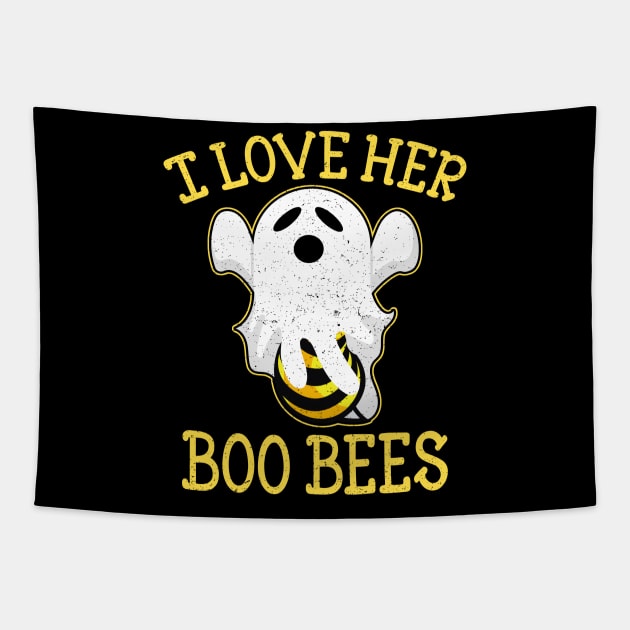 Boo Bees Shirt Halloween Couple I Love Her Matching Costume Tapestry by foxmqpo