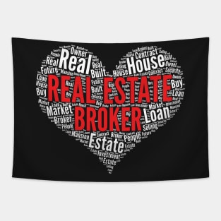 Real estate broker Heart Shape Word Cloud Design print Tapestry