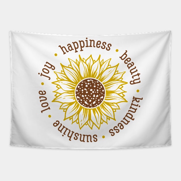 Yellow Sunflower Gift, love beauty kindness Tapestry by hugandmug