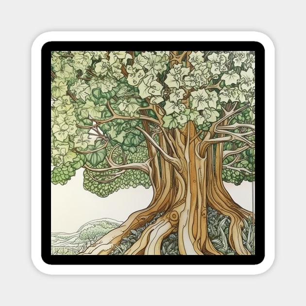 Catalpa tree drawing Magnet by ComicsFactory