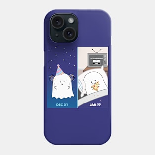 Gordie the Ghost (Dec 31 vs Jan) | by queenie's cards Phone Case