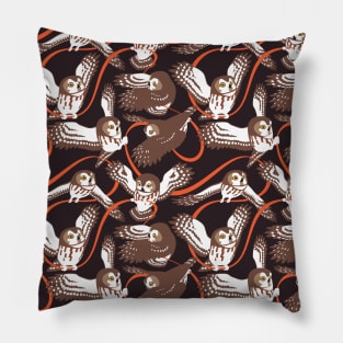 Owls Ribbon Pattern Art Pillow