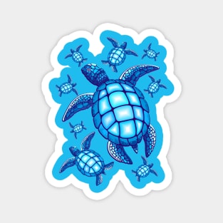 Sea Turtle Blue and Turquoise Magnet