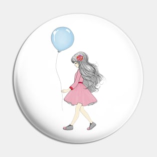 Girl with balloon Pin