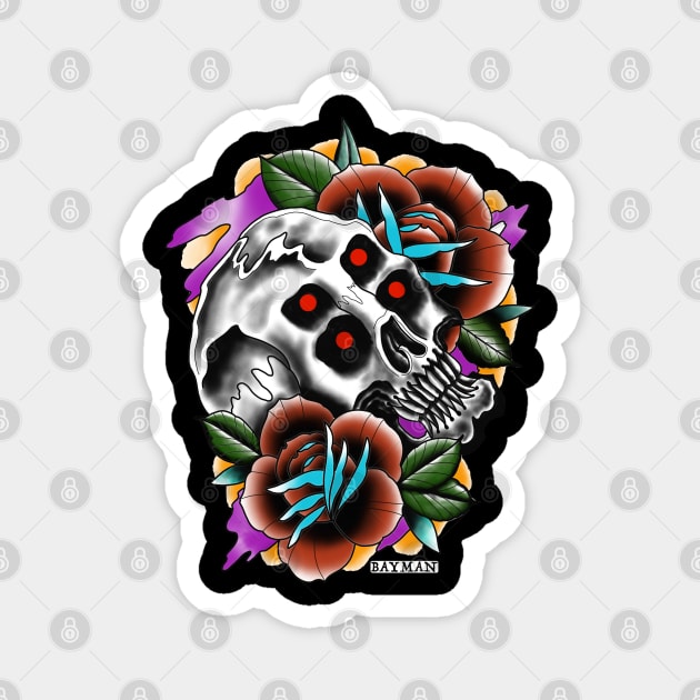 SKULL AND ROSES Magnet by Golden Stag Designs