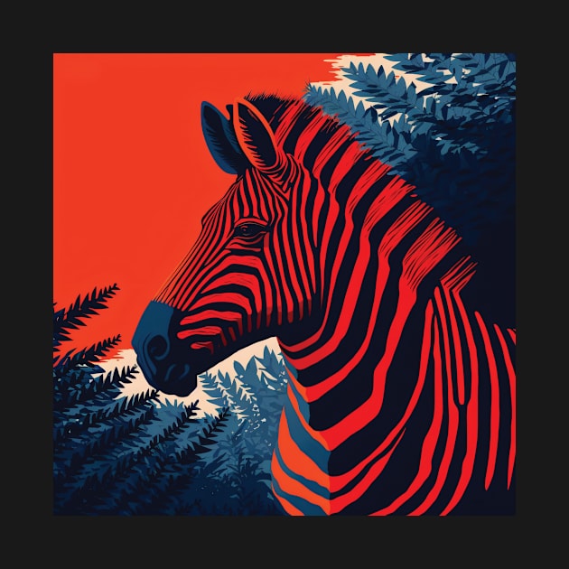 Zebra in Orange and Blue by Geminiartstudio