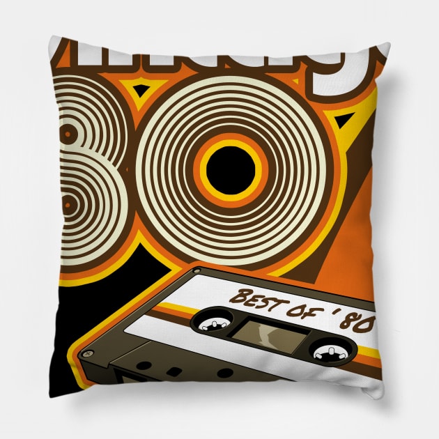 Vintage 1980 Retro Cassette Tape 40th Birthday Pillow by Styleuniversal