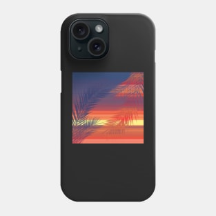 Tropical palm leaves on sunset background summer print Phone Case