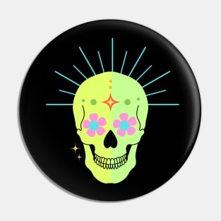 Green Sugar Skull Pin