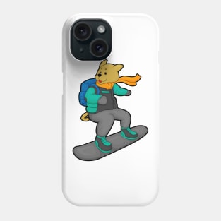 Dog as Snowboarder with Snowboard & Backpack Phone Case