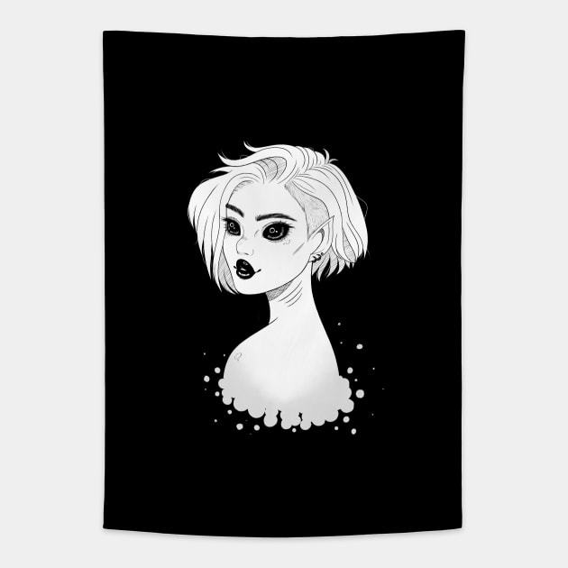 Dark Eyed Demon Girl Tapestry by PeppermintKamz