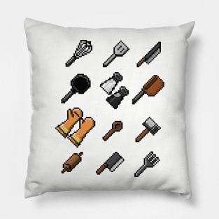Pixel Art Chef's Tools - choose your weapon Pillow