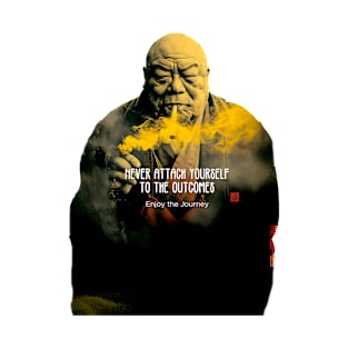 Puff Sumo: Never Attach Yourself to the Outcomes on a ight (Knocked Out) background T-Shirt