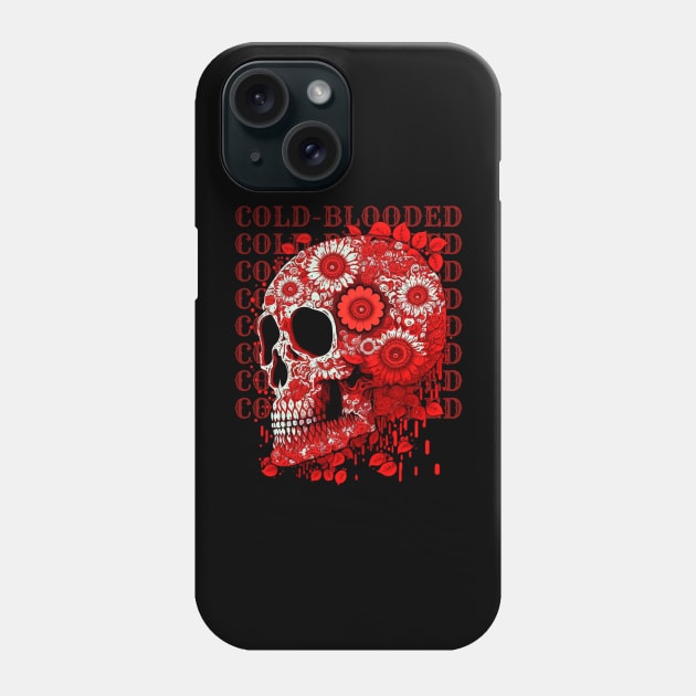 Red Flowers Skull Cold-Blooded Phone Case by T-signs