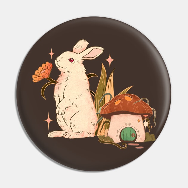 Cottagecore Rabbit with Fairy Mushroom House Vintage Art - Cottagecore -  Sticker