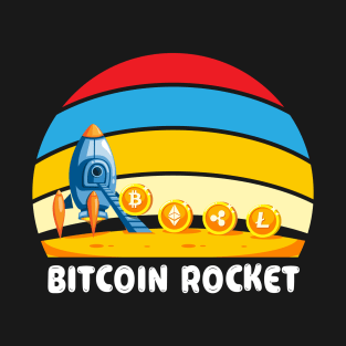 Bitcoin Spaceship - Funny Bitcoin Rocket Ship Crypto Trade T-Shirt