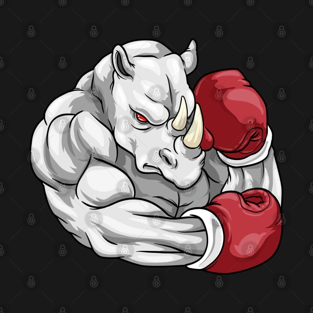 Rhino as boxer with boxing gloves by Markus Schnabel