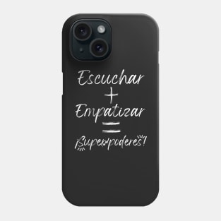 Effective formula to have superpowers. Educational phrase in Spanish on white chalk. Back to school with superpowers. Phone Case