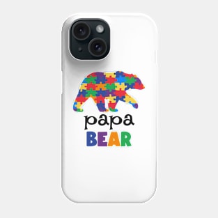 Puzzle Papa Bear Autism Awareness Gift for Birthday, Mother's Day, Thanksgiving, Christmas Phone Case