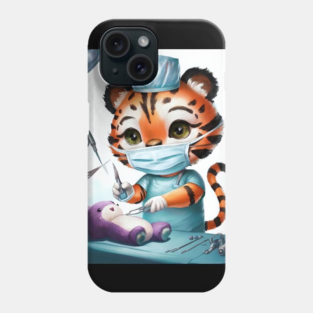 Cute Kawaii tiger as a surgeon Phone Case by Spaceboyishere