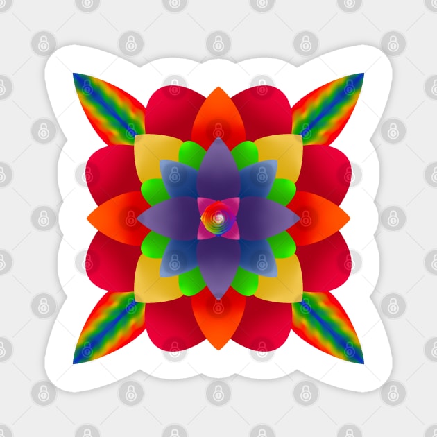 Psychedelic Rainbow Flower Magnet by CreativeSpace