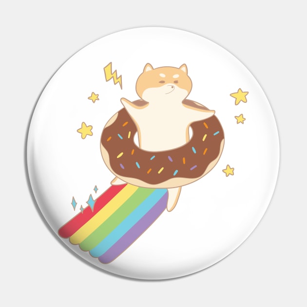 Cute Shiba, Donut Rainbow Sprinkles Pin by awesomesaucebysandy