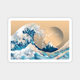 Wave off Kanagawa with a brown new moon Magnet