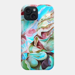 Aqua Tropical Abstract Contemporary Botanical Artwork Phone Case