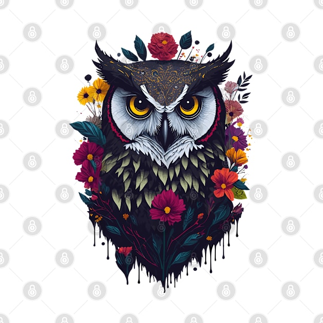 Head of owl with flowers by remixer2020