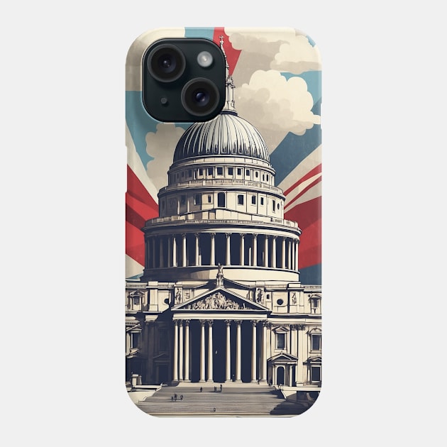 Saint Pauls Cathedral London United Kingdom Vintage Travel Tourism Poster Phone Case by TravelersGems