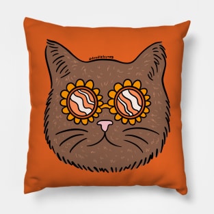 Brown Groovy Cat Pillow