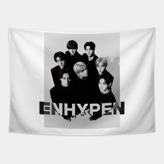 ENHYPEN Group photo with Logo Tapestry by bixxbite