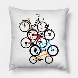 Colorful Types of Bikes Pillow