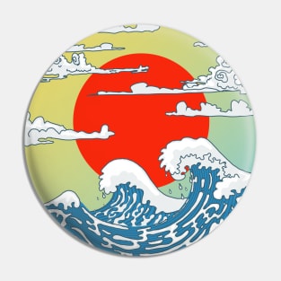 Japanese Waves Pin