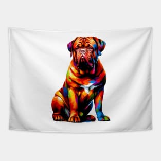 Colorful Dogue de Bordeaux in Splash Art Style Tapestry