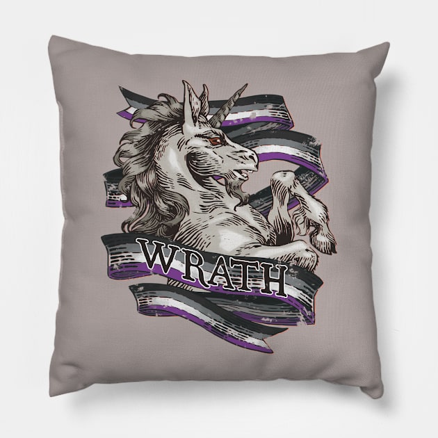 Wrath Unicorn – Asexual Pride Pillow by Still Winter Craft