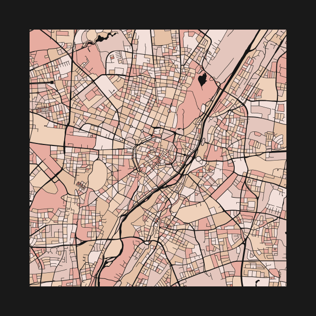 Munich Map Pattern in Soft Pink Pastels by PatternMaps