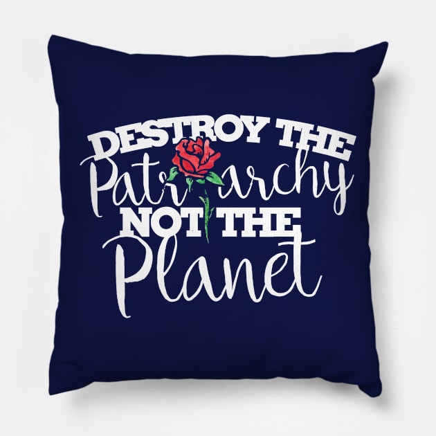 Destroy the Patriarchy not the planet Pillow by bubbsnugg