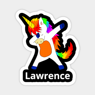 Lawrence First Name Personalized Dabbing Unicorn Magnet