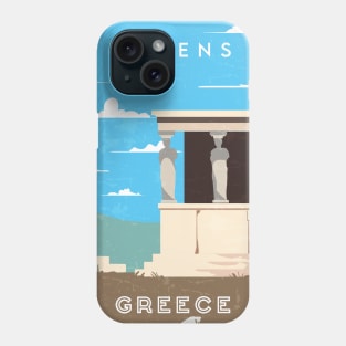 Athens, Greece. Retro travel poster Phone Case