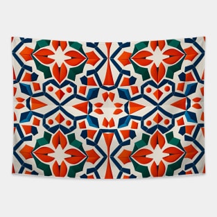 Red Colourful Tile Pattern Tapestry