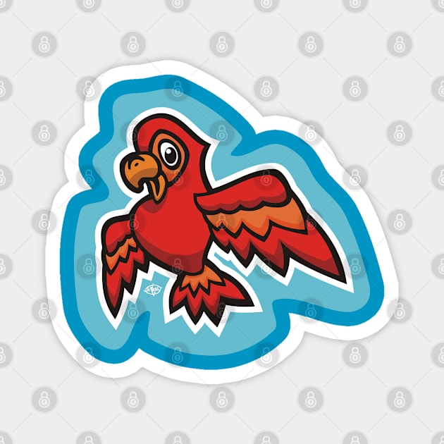 Little Red Parrot Magnet by MBK