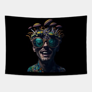 Techno Shirt - Techno Organism - Catsondrugs.com - rave, edm, festival, techno, trippy, music, 90s rave, psychedelic, party, trance, rave music, rave krisp Tapestry